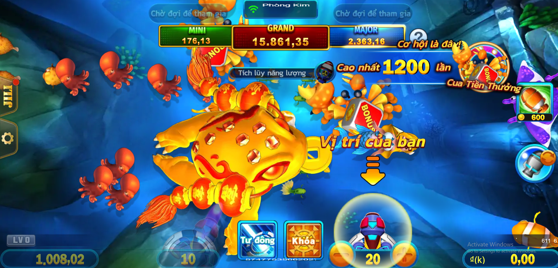 Bảng thưởng và phân loại cá trong game